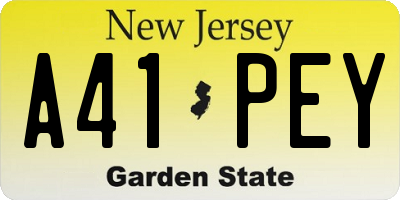 NJ license plate A41PEY