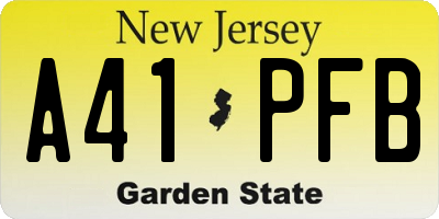 NJ license plate A41PFB