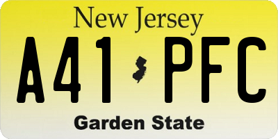 NJ license plate A41PFC