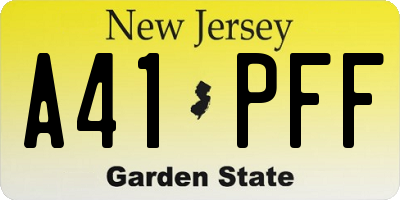 NJ license plate A41PFF