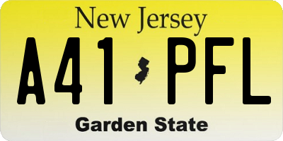 NJ license plate A41PFL