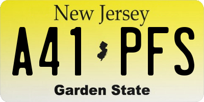 NJ license plate A41PFS