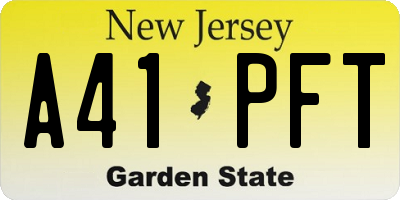 NJ license plate A41PFT