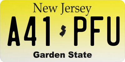 NJ license plate A41PFU