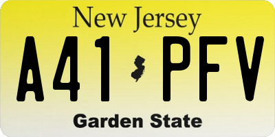 NJ license plate A41PFV
