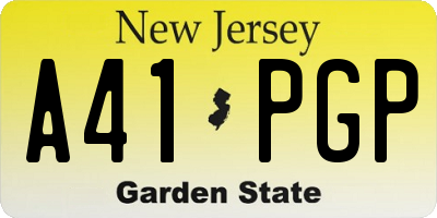 NJ license plate A41PGP