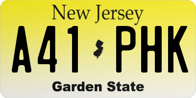 NJ license plate A41PHK