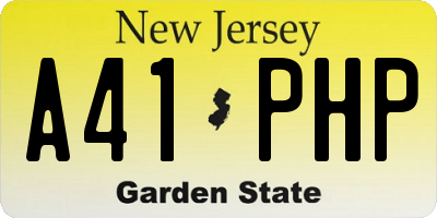NJ license plate A41PHP
