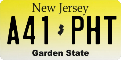 NJ license plate A41PHT