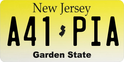 NJ license plate A41PIA