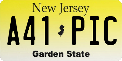 NJ license plate A41PIC