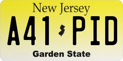 NJ license plate A41PID
