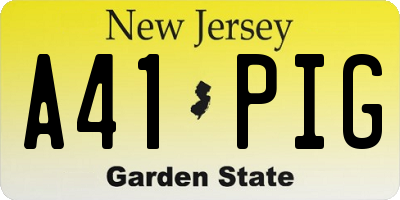 NJ license plate A41PIG