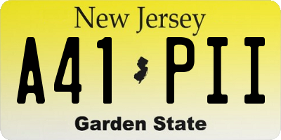 NJ license plate A41PII
