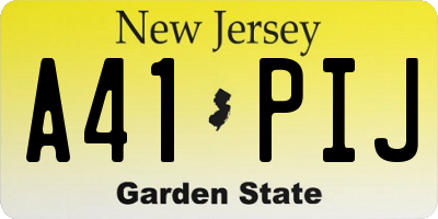 NJ license plate A41PIJ