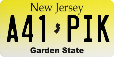 NJ license plate A41PIK