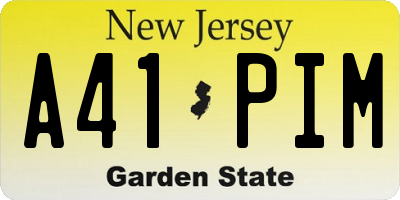 NJ license plate A41PIM