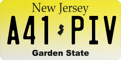 NJ license plate A41PIV