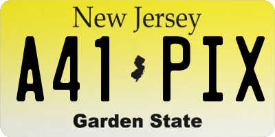 NJ license plate A41PIX