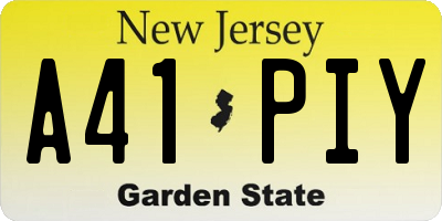 NJ license plate A41PIY