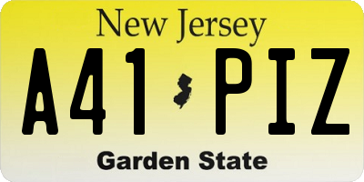 NJ license plate A41PIZ