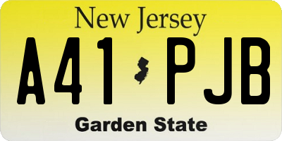 NJ license plate A41PJB