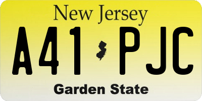 NJ license plate A41PJC