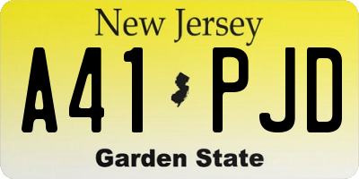 NJ license plate A41PJD