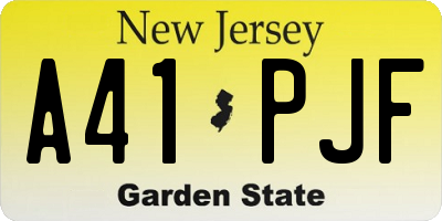 NJ license plate A41PJF