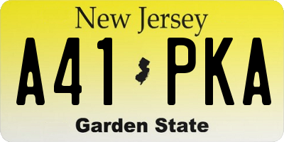 NJ license plate A41PKA