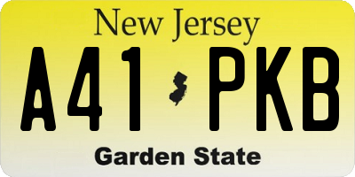NJ license plate A41PKB