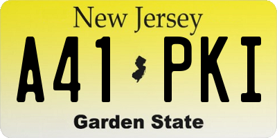 NJ license plate A41PKI