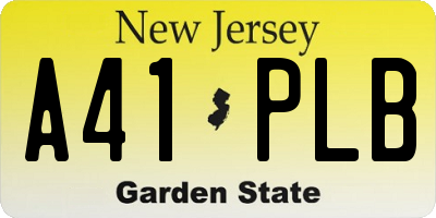 NJ license plate A41PLB