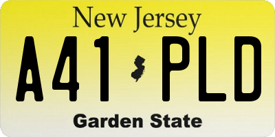 NJ license plate A41PLD