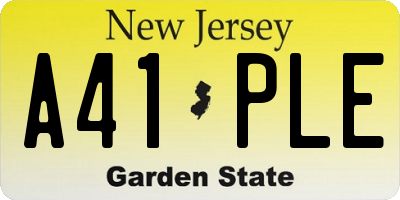 NJ license plate A41PLE