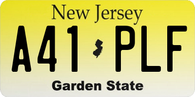 NJ license plate A41PLF