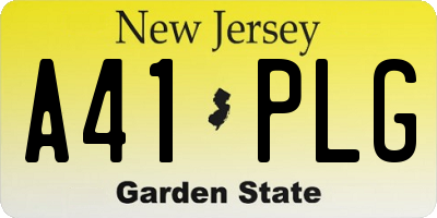 NJ license plate A41PLG