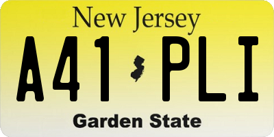 NJ license plate A41PLI