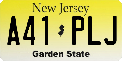 NJ license plate A41PLJ
