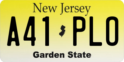 NJ license plate A41PLO