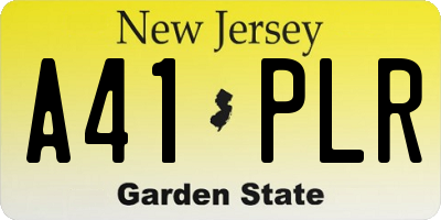 NJ license plate A41PLR