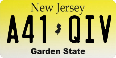NJ license plate A41QIV