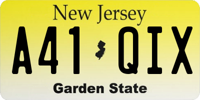 NJ license plate A41QIX