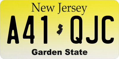 NJ license plate A41QJC