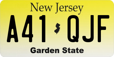 NJ license plate A41QJF