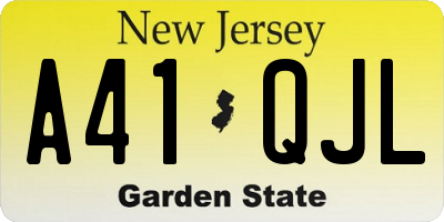 NJ license plate A41QJL