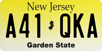NJ license plate A41QKA