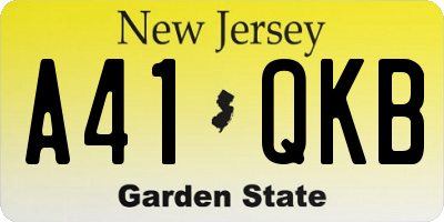 NJ license plate A41QKB