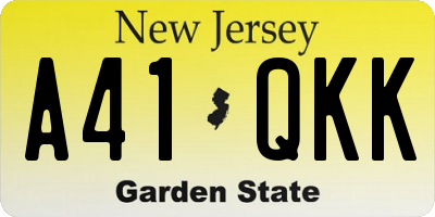 NJ license plate A41QKK