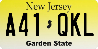 NJ license plate A41QKL